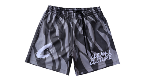 Grey Tiger Print Mesh Short’s